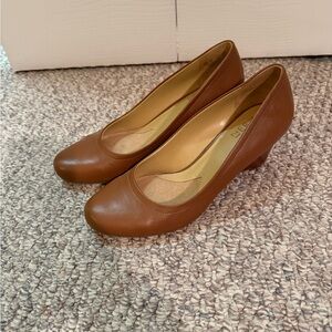 Brown Leather Women's Wedges
